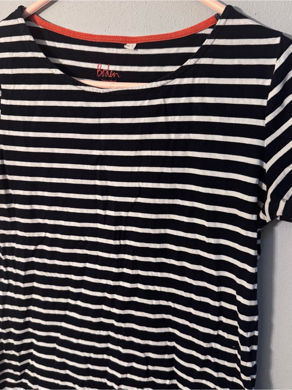 Boden Black and White Striped Short Sleeve Tee Cotton - Picture 2 of 7